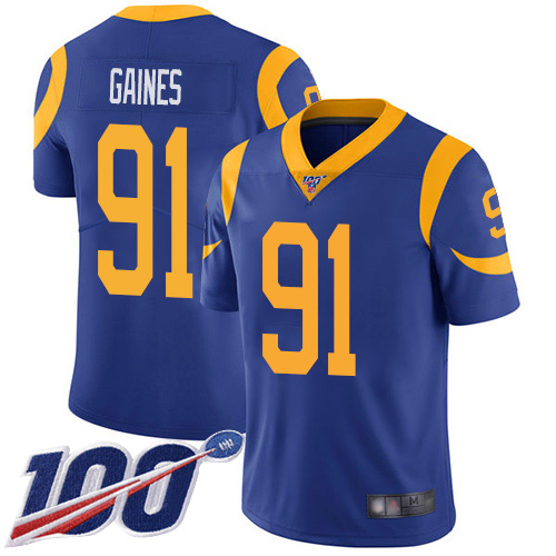 Los Angeles Rams Limited Royal Blue Men Greg Gaines Alternate Jersey NFL Football 91 100th Season Vapor Untouchable